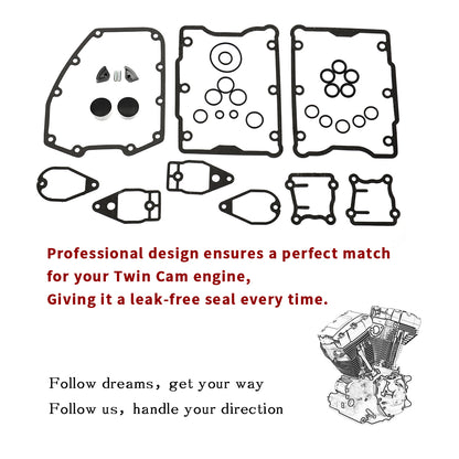 Twin Cam Change Rocker/Breather/Tappet/Cam Cover Gaskets/Seal+Tensioner Pad Kit for Harley Softail Dyna Touring 1999-2005