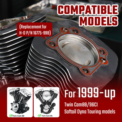 Twin Cam Cylinder Head Gaskets Kit for Harley Softail Dyna Touring 1999-Later