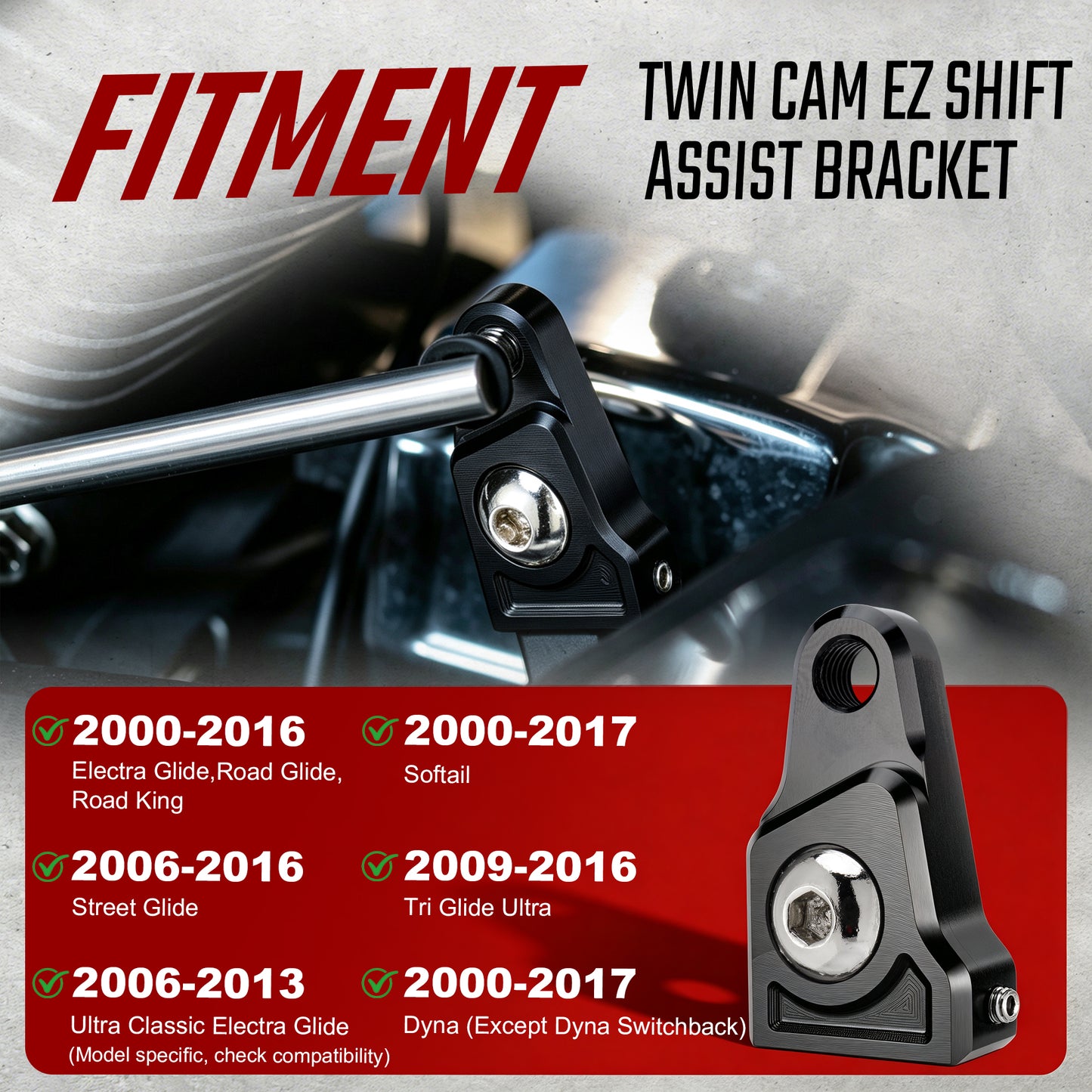 Twin Cam EZ Shift Assist Bracket,Shift Neutral Gear Assist | for 2000-2017 Twin Cam Models