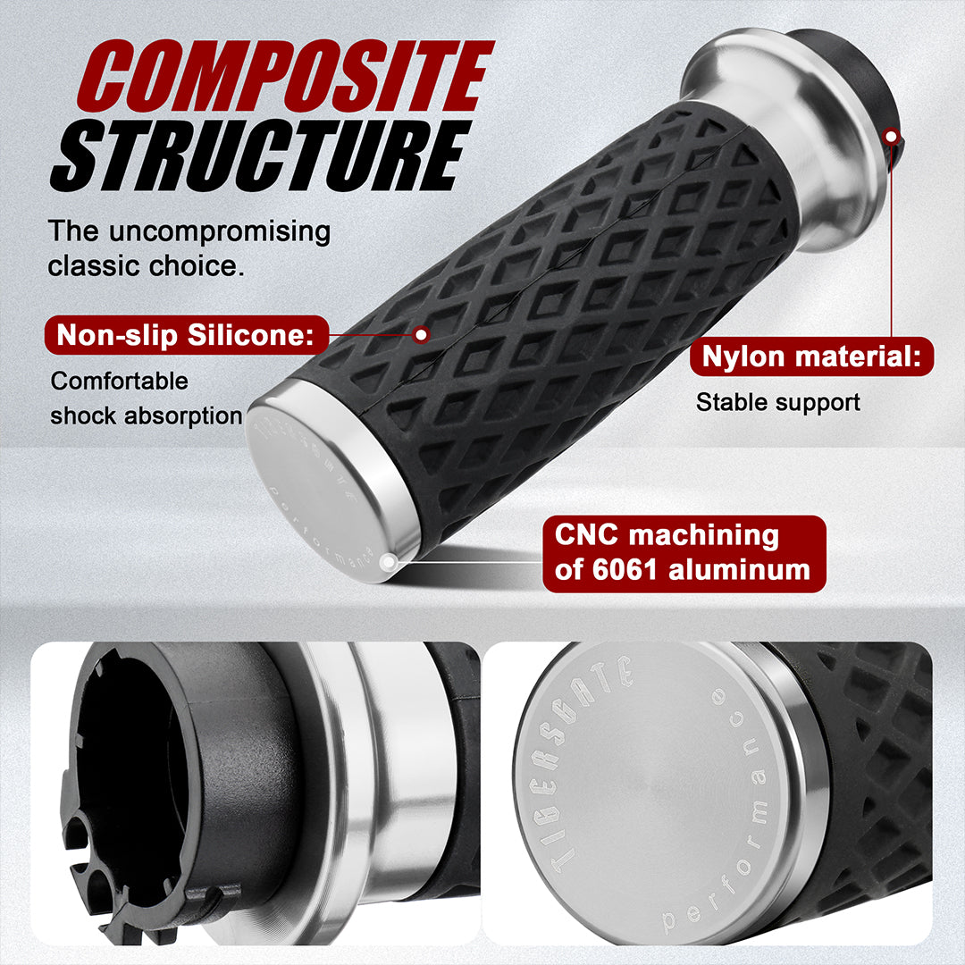 Universal Silicone Handlebar Grips with Front & Rear End Cap for Harley Dyna Softail Touring Sportster 1996-Later