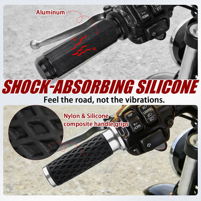 Universal Silicone Handlebar Grips with Front & Rear End Cap for Harley Dyna Softail Touring Sportster 1996-Later
