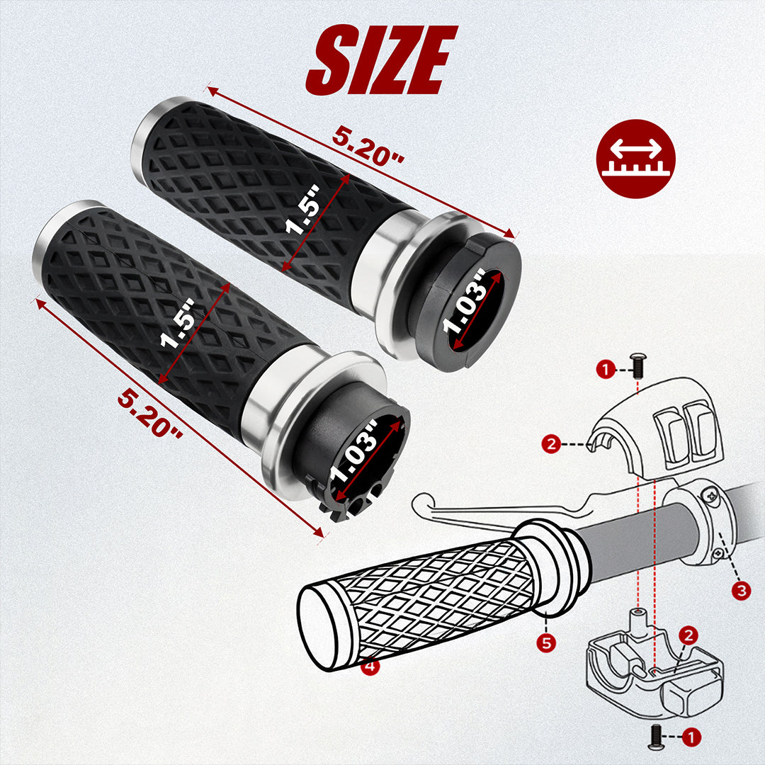 Universal Silicone Handlebar Grips with Front & Rear End Cap for Harley Dyna Softail Touring Sportster 1996-Later