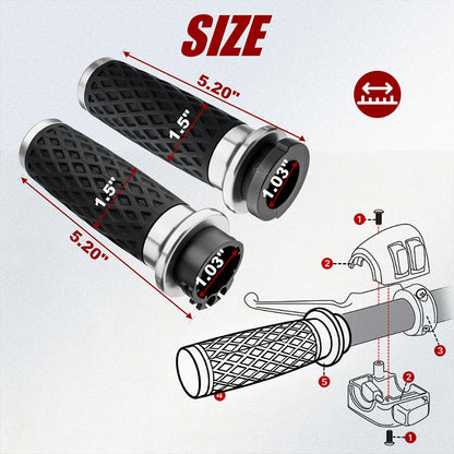 Universal Silicone Handlebar Grips with Front & Rear End Cap for Harley Dyna Softail Touring Sportster 1996-Later