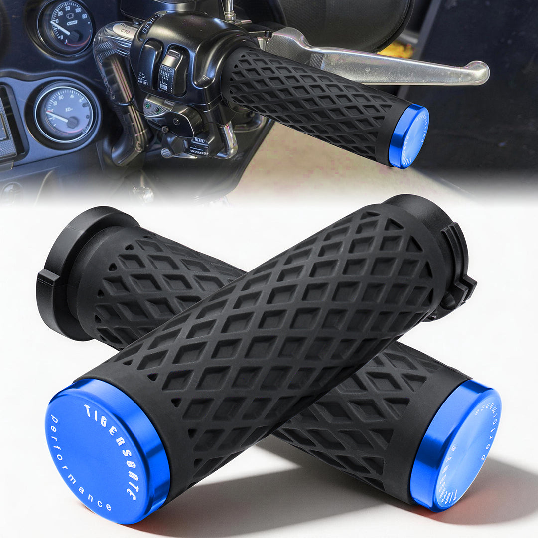 Universal Silicone Handlebar Grips with Rear End Cap for Harley 1996-Later