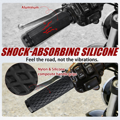 Universal Silicone Handlebar Grips with Rear End Cap for Harley 1996-Later