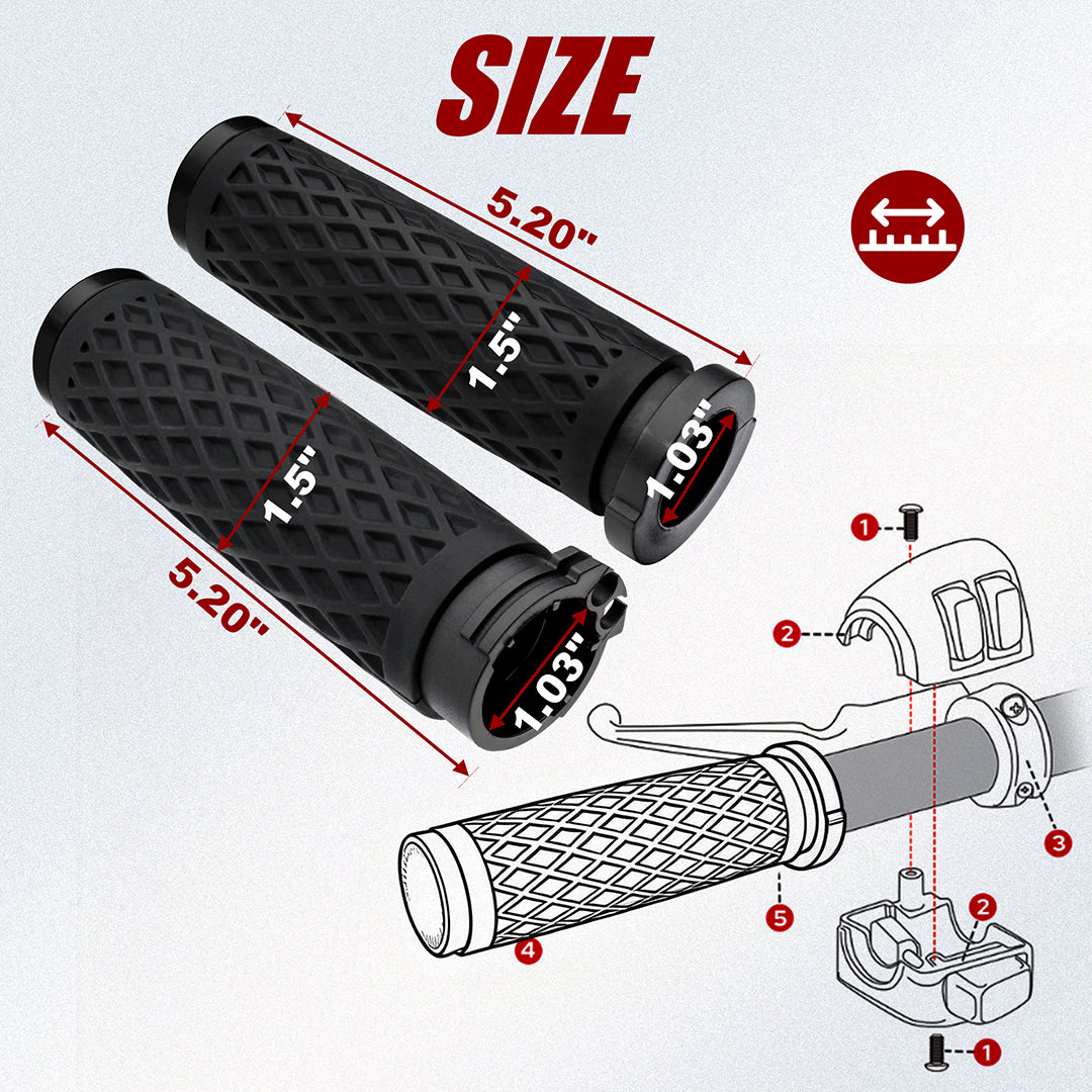 Universal Silicone Handlebar Grips with Rear End Cap for Harley 1996-Later