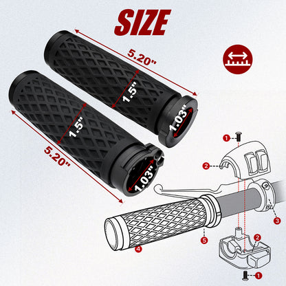 Universal Silicone Handlebar Grips with Rear End Cap for Harley 1996-Later
