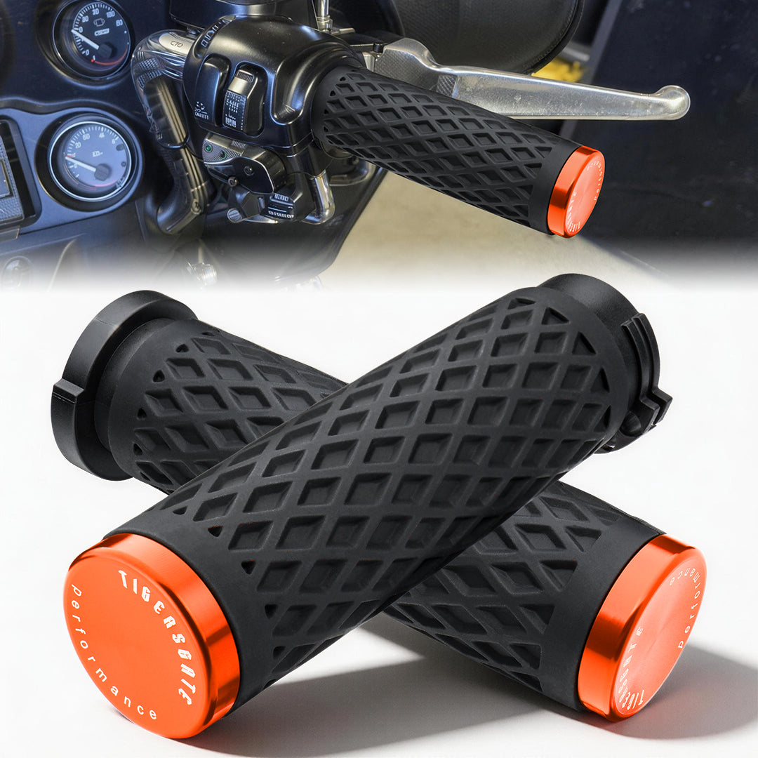 Universal Silicone Handlebar Grips with Rear End Cap for Harley 1996-Later
