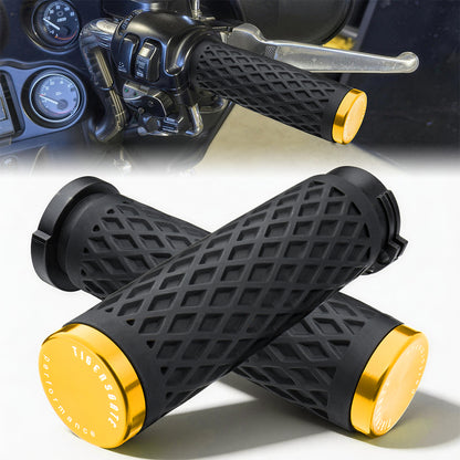 Universal Silicone Handlebar Grips with Rear End Cap for Harley 1996-Later