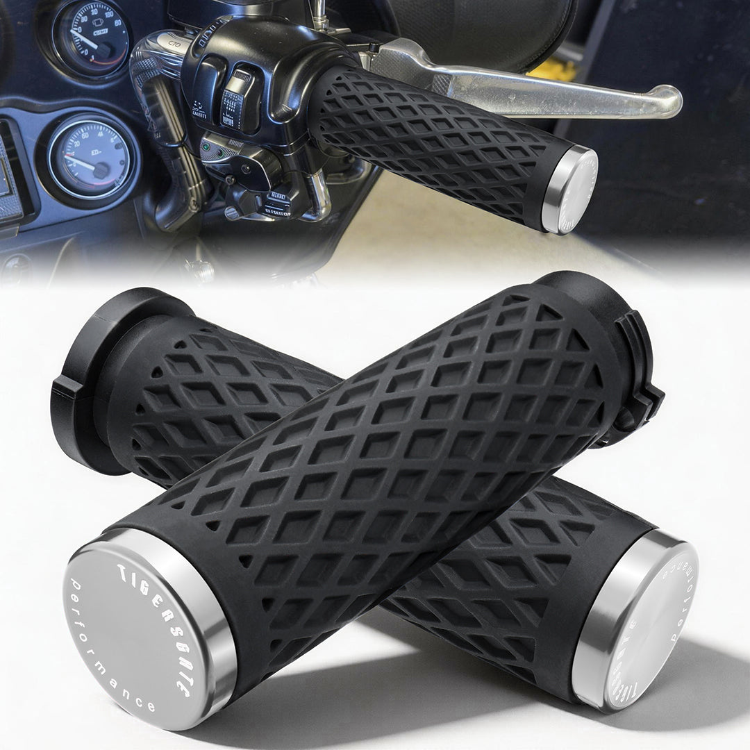 Universal Silicone Handlebar Grips with Rear End Cap for Harley 1996-Later