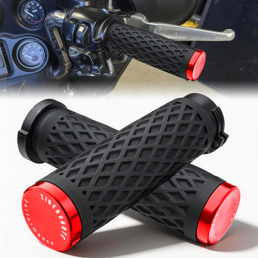 Universal Silicone Handlebar Grips with Rear End Cap for Harley 1996-Later